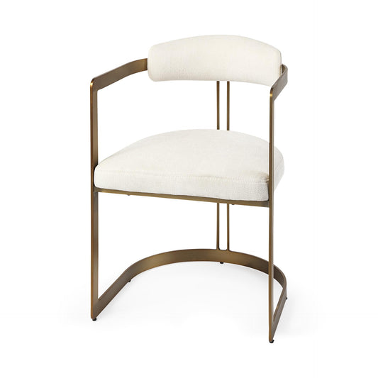 Hollyfield 20.5 x 21.3 x 29.5 Cream Fabric Seat W/ Gold Iron Frame Dining Chair