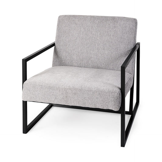 Armelle Gray Fabric Seat W/Black Metal Frame Accent Chair