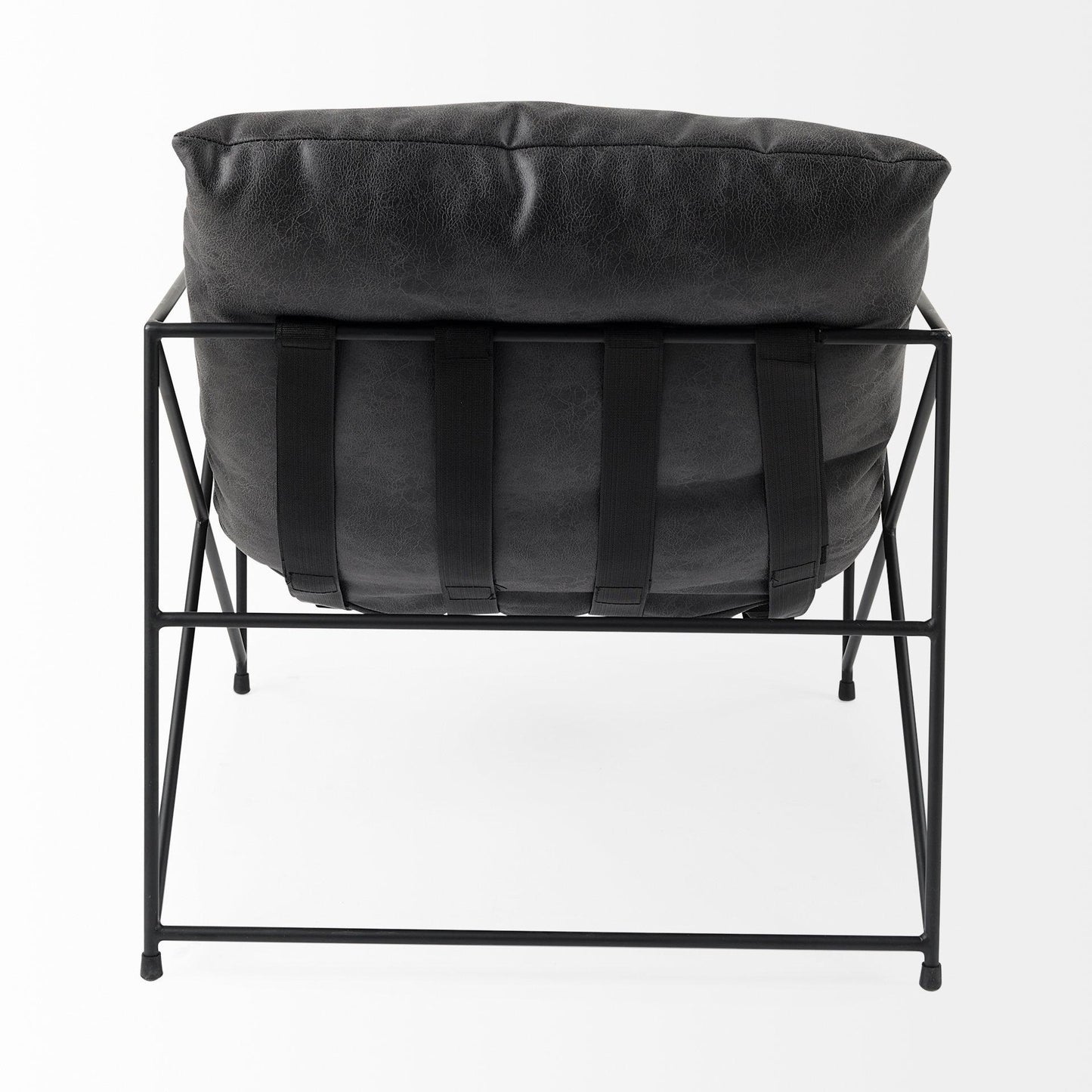 Leonidas 28.5L x 29.5W x 34.0H Black Faux Leather Seat W/ Black Metal Frame Accent Chair