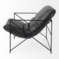 Leonidas 28.5L x 29.5W x 34.0H Black Faux Leather Seat W/ Black Metal Frame Accent Chair