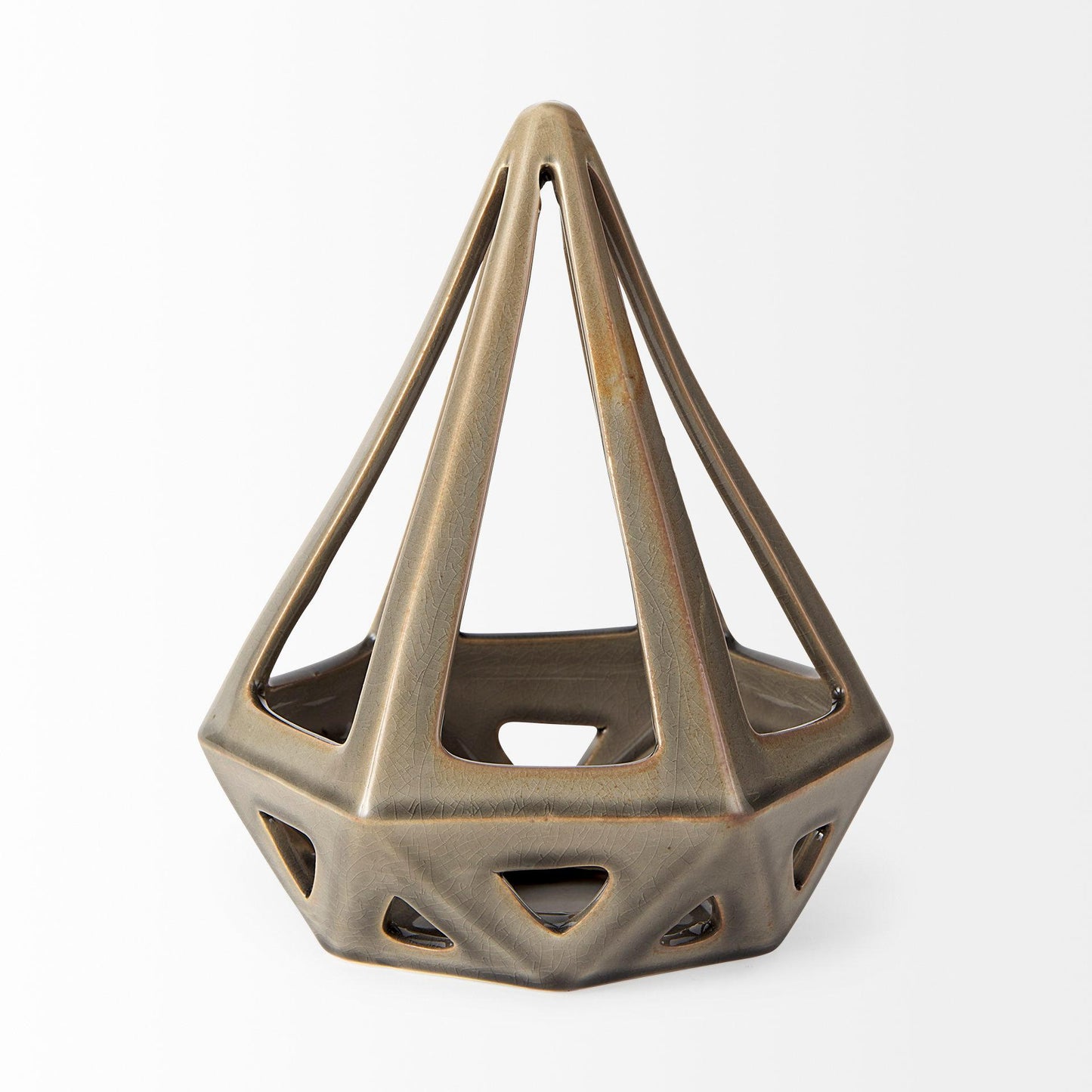 Hood 7.7L x 7.7W x 9.4H Bronze Geometric Ceramic Object