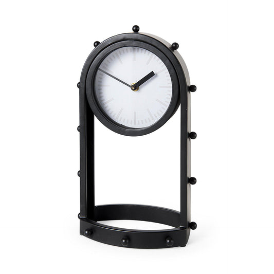 Marian 7.5L x 5.7W x 13.0H Black Studded Table Clock