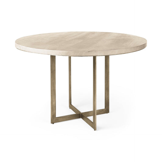 Faye 48.0L x 48.0W x 30.0H Barely Gray Finished Wood Round Dining Table
