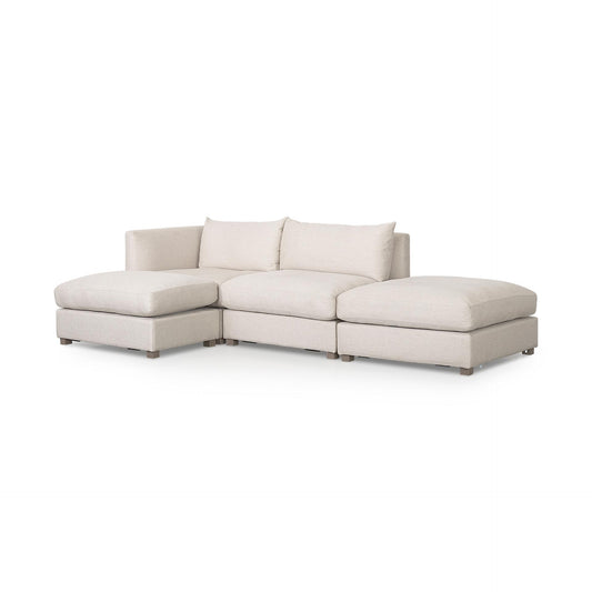 Valence 4 Piece (W/ 2 x Ottoman) Beige Modular Sofa Set