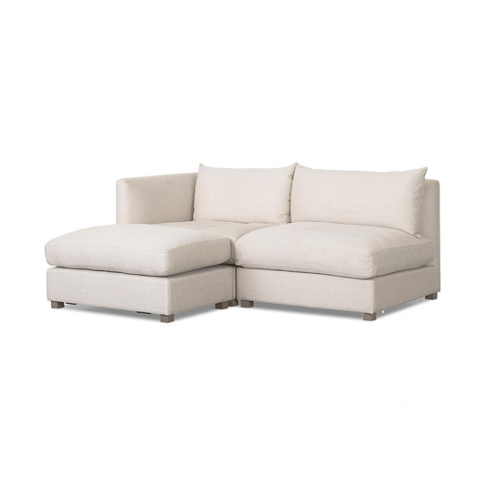 Valence 3 Piece (W/ 1 x Ottoman) Beige Modular Sofa Set