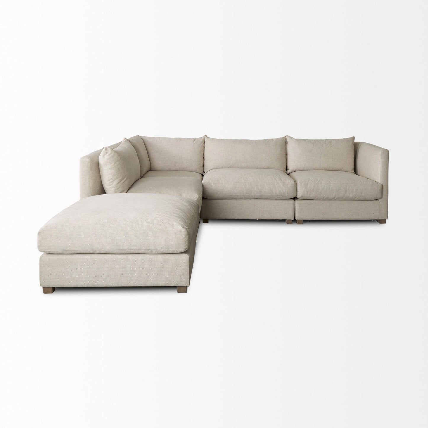 Valence 5 Piece (W/ 1 x Ottoman) Beige Modular Sofa Set