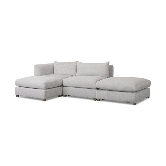 Valence 4 Piece (W/ 2 x Ottoman) Light Gray Modular Sofa Set