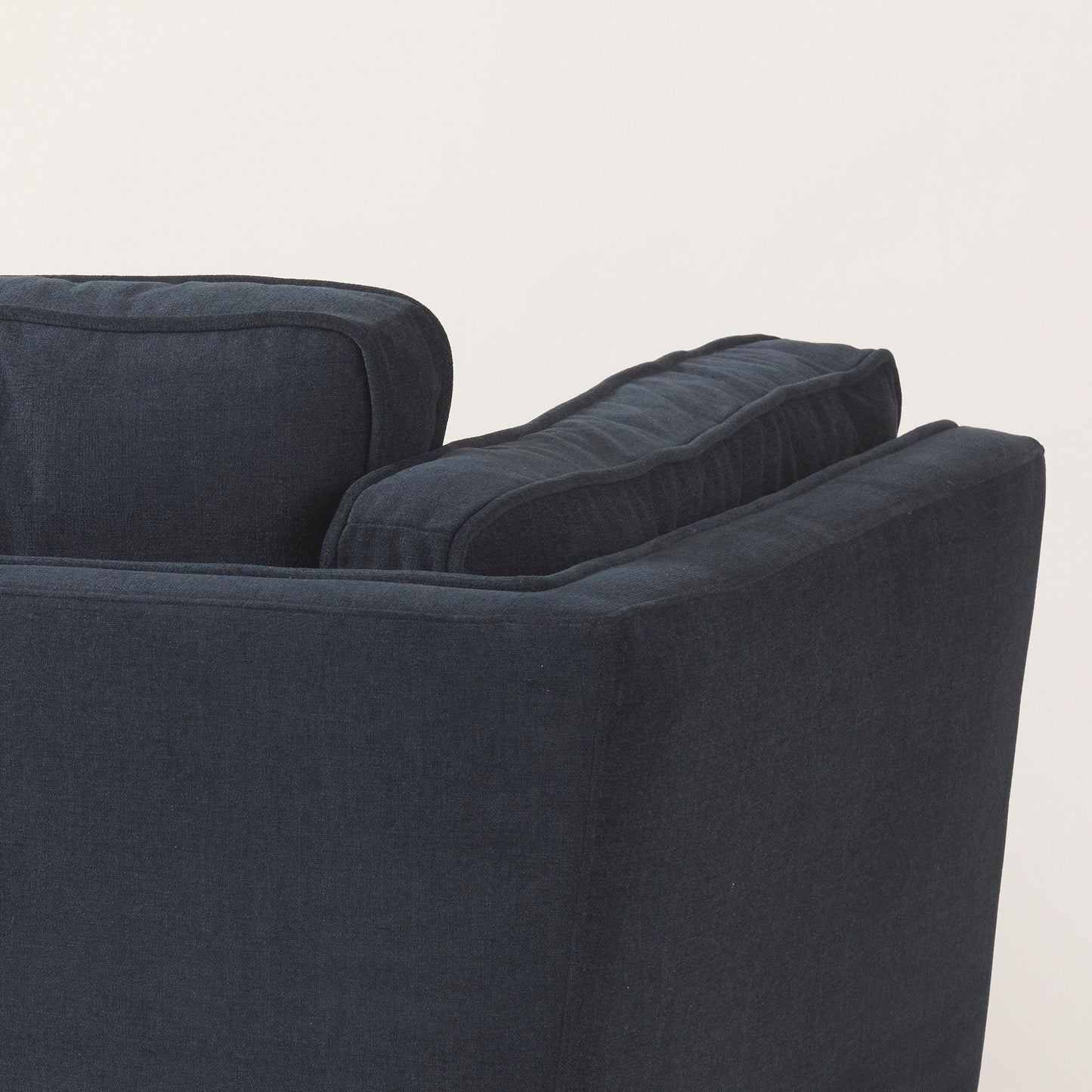 Brooks 41.7L x 34.8W x 33.5H Navy Blue Fabric Chair W/ Medium Brown Wooden Legs