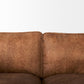 Brooks 90.2L x 34.8W x 33.5H Cognac Brown Faux Leather Three Seater Sofa W/ Medium Brown Wooden Legs