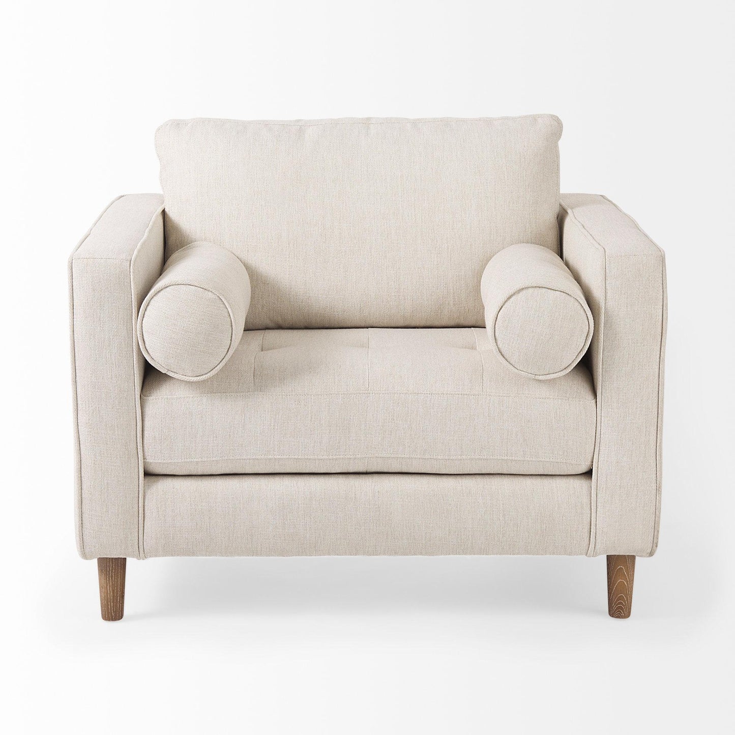 Loretta 40.7L x 36.2W x 33.9H Cream Fabric Chair W/ Two Bolster Cushions