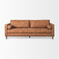 Loretta 88.0L x 36.2W x 33.9H Cognac Brown Faux Leather Three Seater Sofa with Two Bolster Cushions
