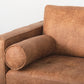 Loretta 88.0L x 36.2W x 33.9H Cognac Brown Faux Leather Three Seater Sofa with Two Bolster Cushions