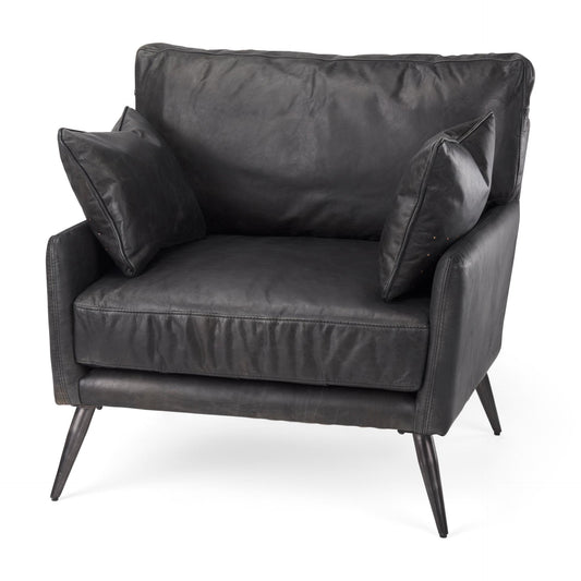 Cochrane 34.5L x 33.0W x 32.5H Black Leather Wrapped Chair