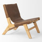 Elodie 24.4L x 33.9W x 30.7H Brown Leather W/Natural Beech Wood Frame Accent Chair
