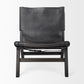 Elodie 24.4L x 33.9W x 30.7H Black Leather W/Black Stain Beech Wood Frame Accent Chair
