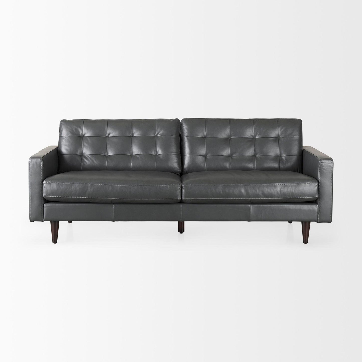 Olaf 88.0L x 38.0W x 35.0H Grey Leather Sofa