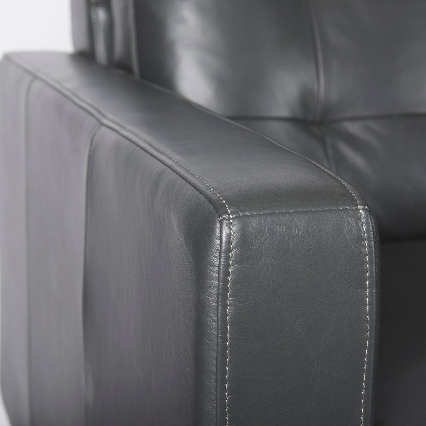 Olaf 88.0L x 38.0W x 35.0H Grey Leather Sofa