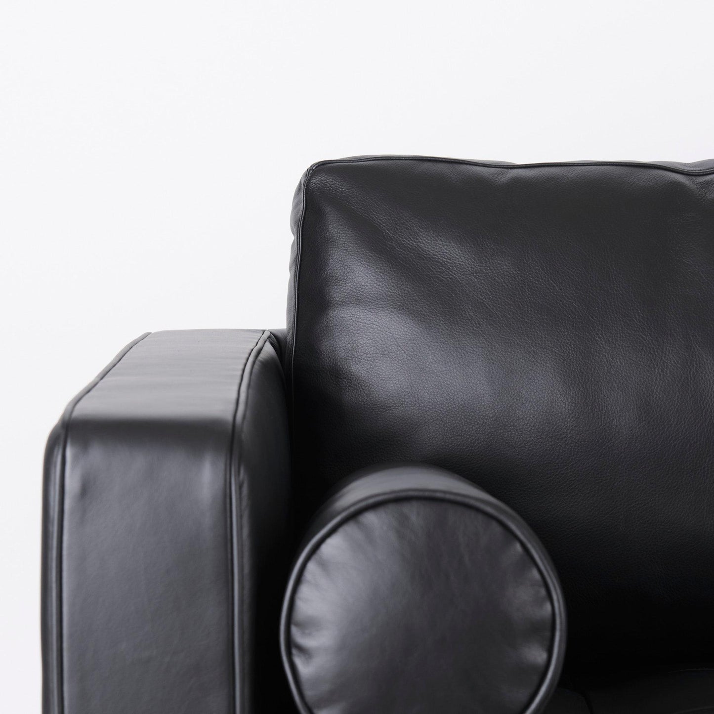 Svend 88.0L x 38.0W x 34.0H Black Leather Sofa