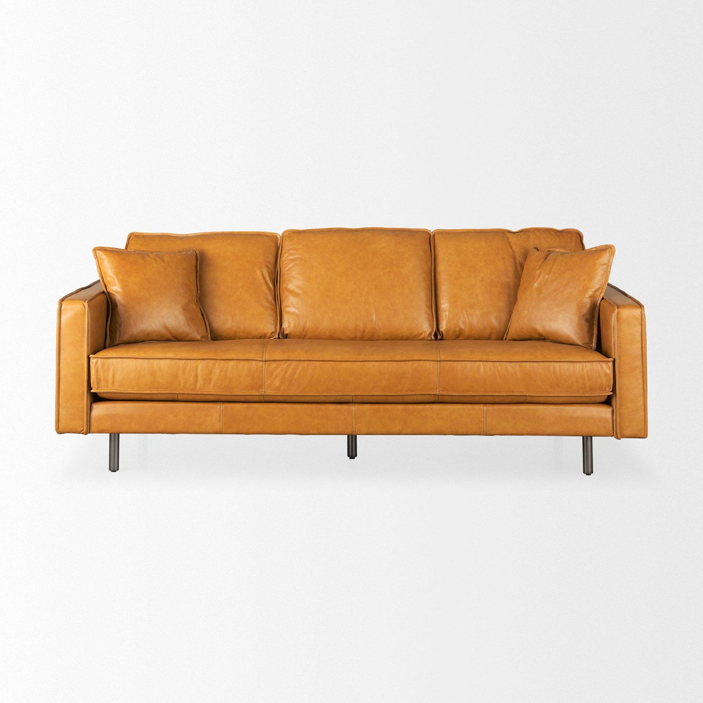 D'Arcy 88.0L x 37.0W x 34.0H Tan Leather Sofa