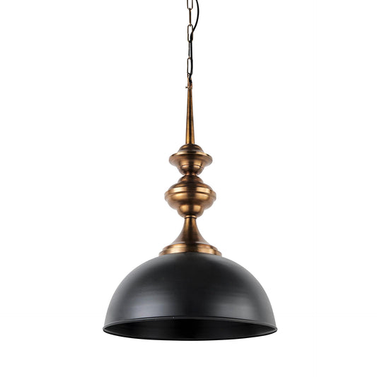 Willson 17.0L x 17.0W x 29.0H Black Iron W/Antique Brass Dome Pendant Light