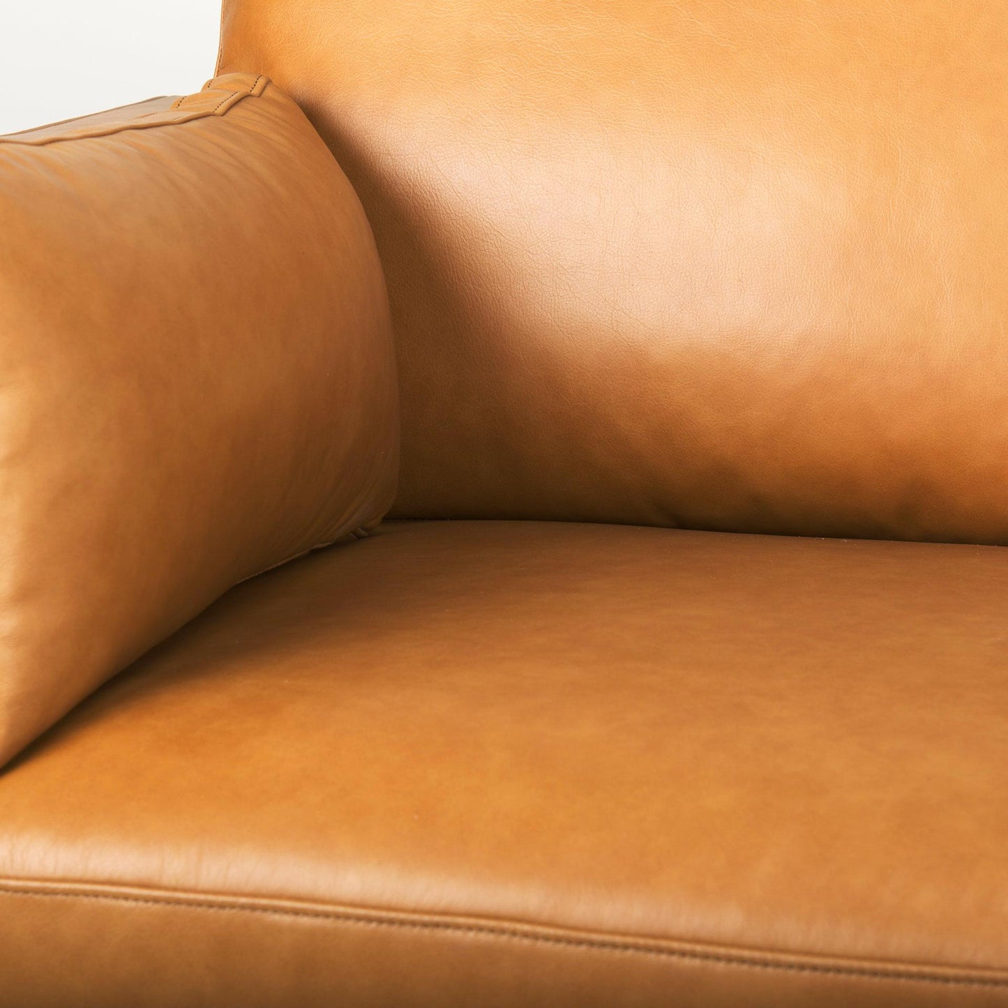 Elton 65.0L x 37.8W x 34.6H Tan Leather Love Seat Sofa