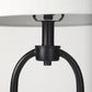 Sarah 15.0L x 10.0W x 22.2H Arched Black Metal W/Marble Cube and White Shade Table Lamp