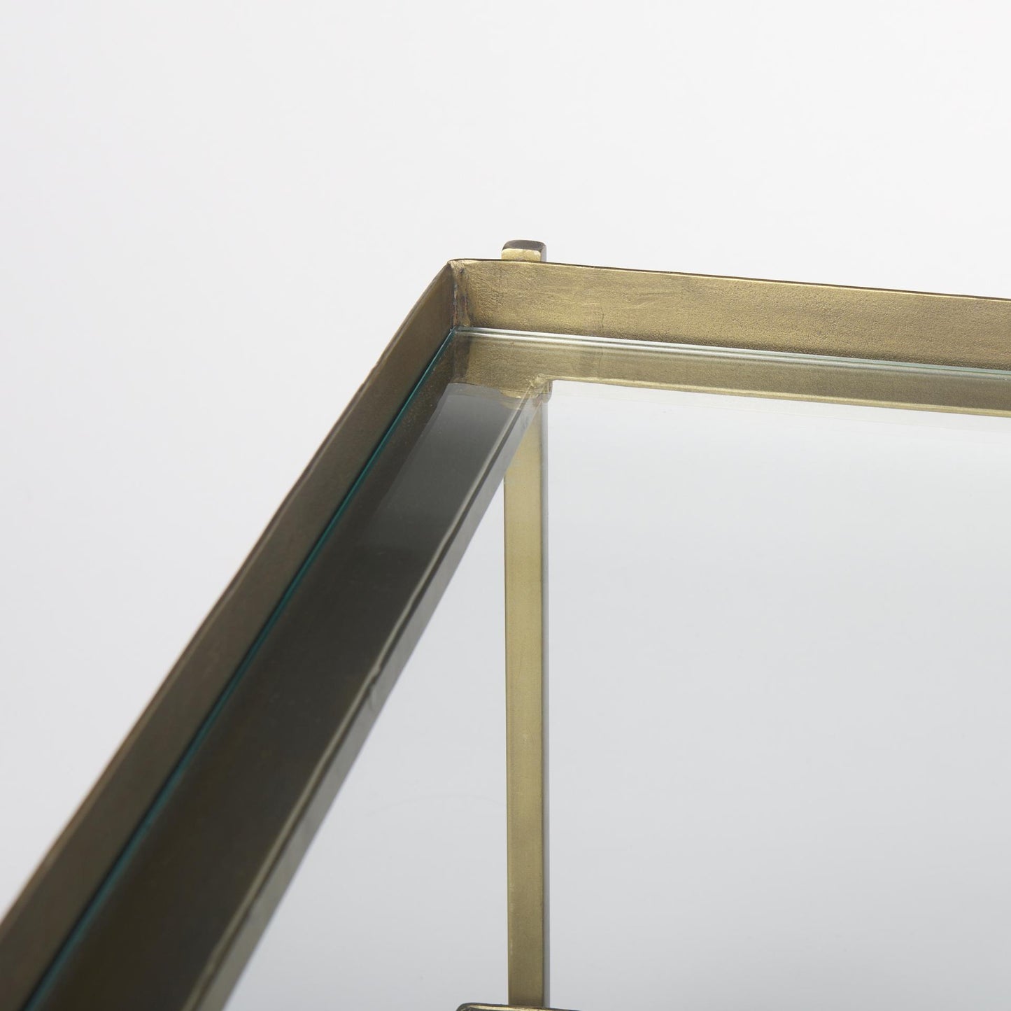 Trey 56.0L x 32.0W x 17.0H Gold Metal W/Glass Coffee table