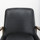 Westan Black Genuine Leather W/Medium Brown Wood Accent Chair