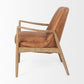 Westan Cognac Faux Leather W/Medium Brown Wood Accent Chair