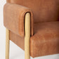 Ashton Brown Faux Leather Fabric w/ Light Wood Accent Chair