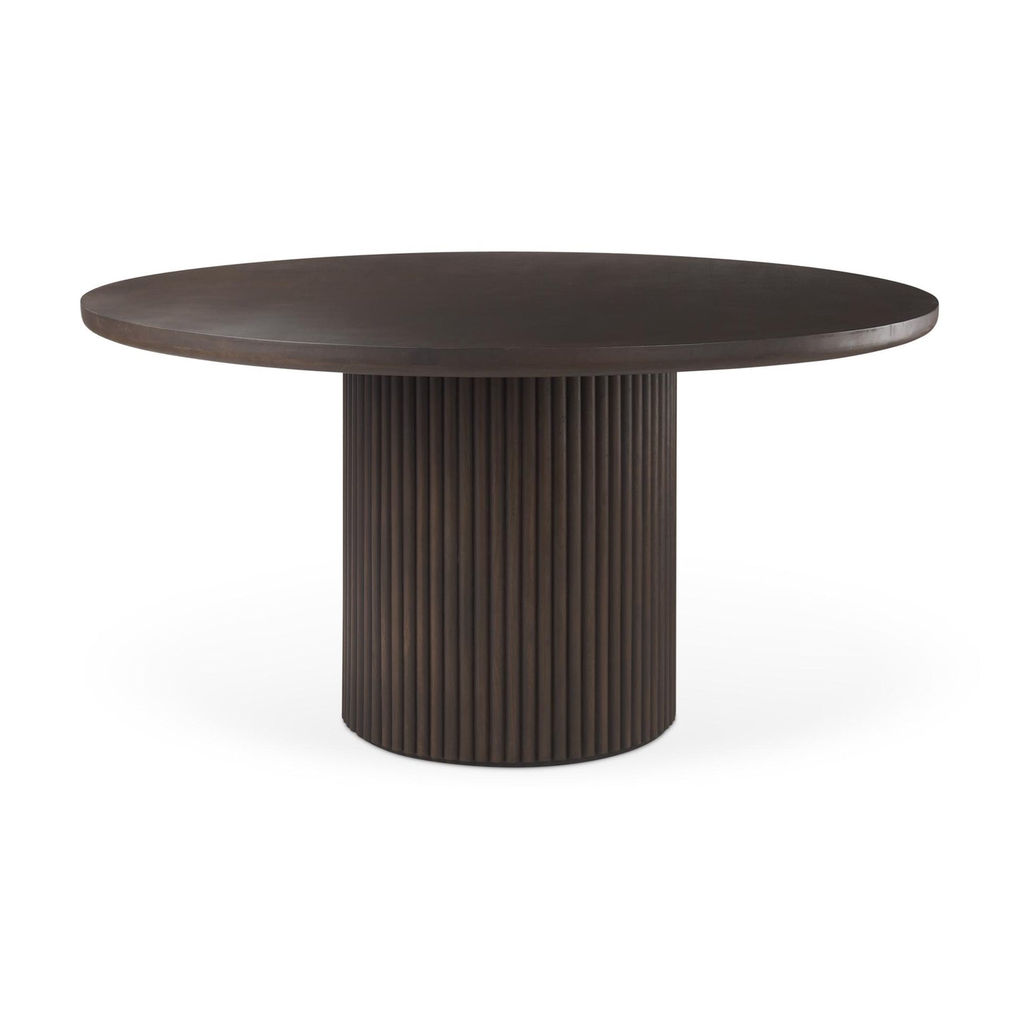 Terra 60L x 60W x 30H Dark Brown Wood Round Fluted Dining Table
