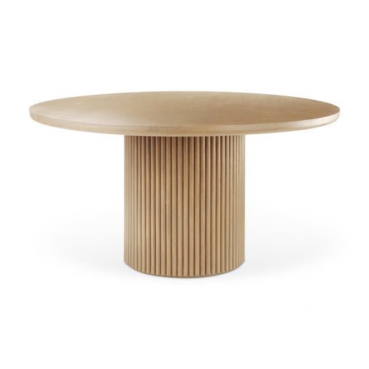Terra 60L x 60W x 30H Light Brown Wood Round Fluted Dining Table