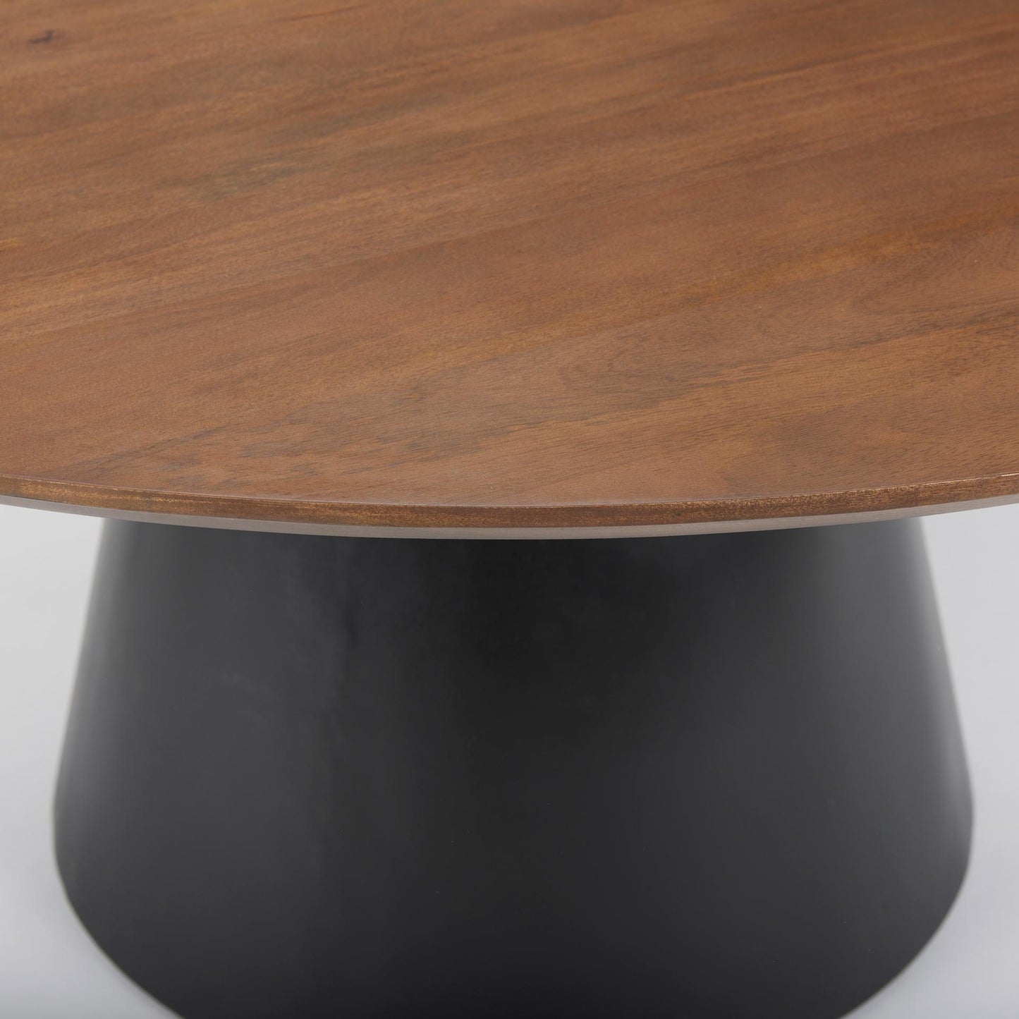 Mitchell Black Metal Pedestal Base with Brown Wood Top Dining Table 63.0L x 63.0W x 30.0H