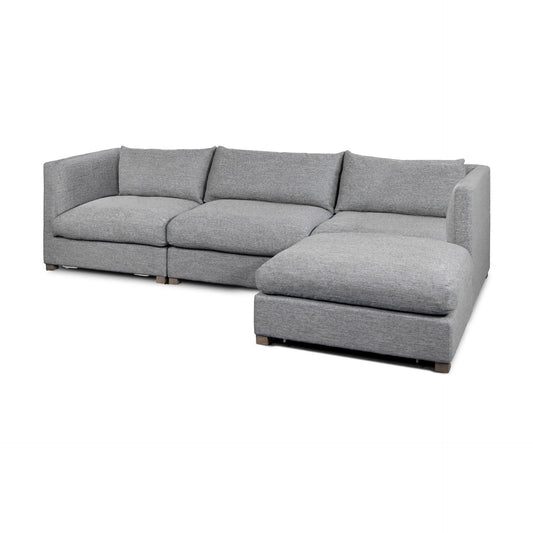 Valence 4 Piece (W/ 1 x Small Ottoman) Castlerock Gray Modular Sofa Set