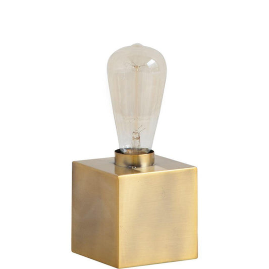 Visio III (4.5"H) Gold Tone Square Base Exposed-Bulb Table Lamp