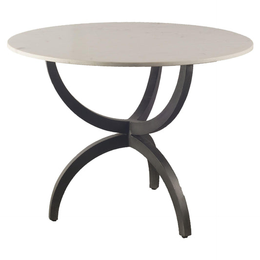 Veneto 40" Round White Marble Top with Black Metal Base Dining Table