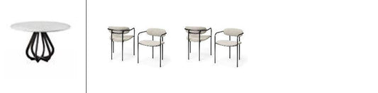 Laurent I Table - 4 Arm Chairs