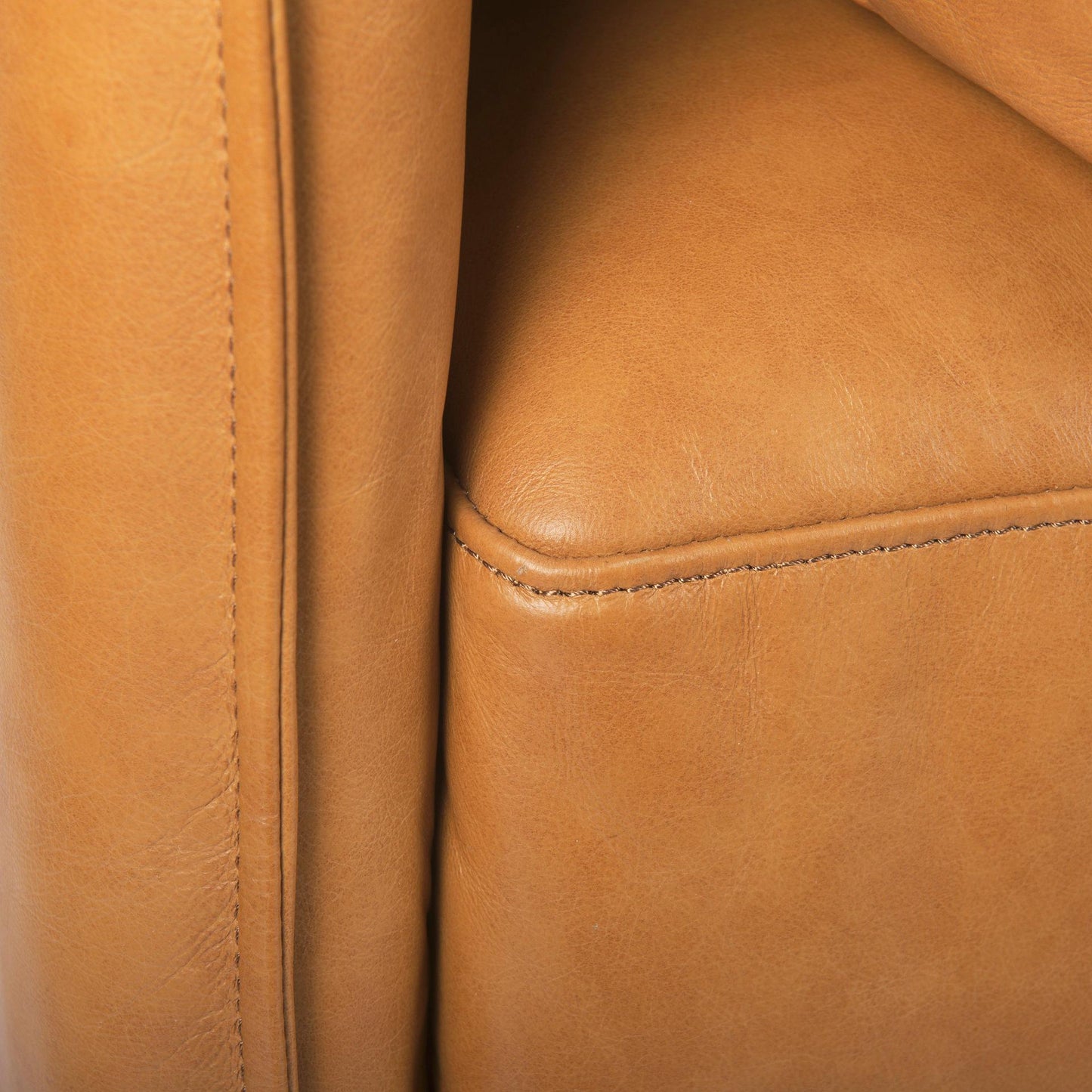 Wells 89.4L x 36.2W x 32.7H Tan Leather Sofa