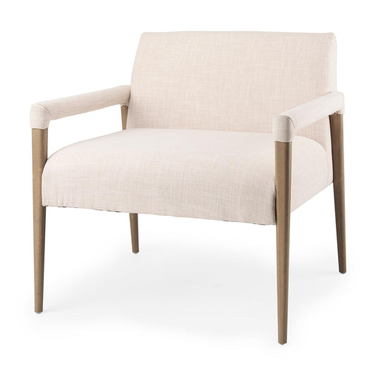 Palisades Cream Upholstery w/ Solid Wood Accent Chair