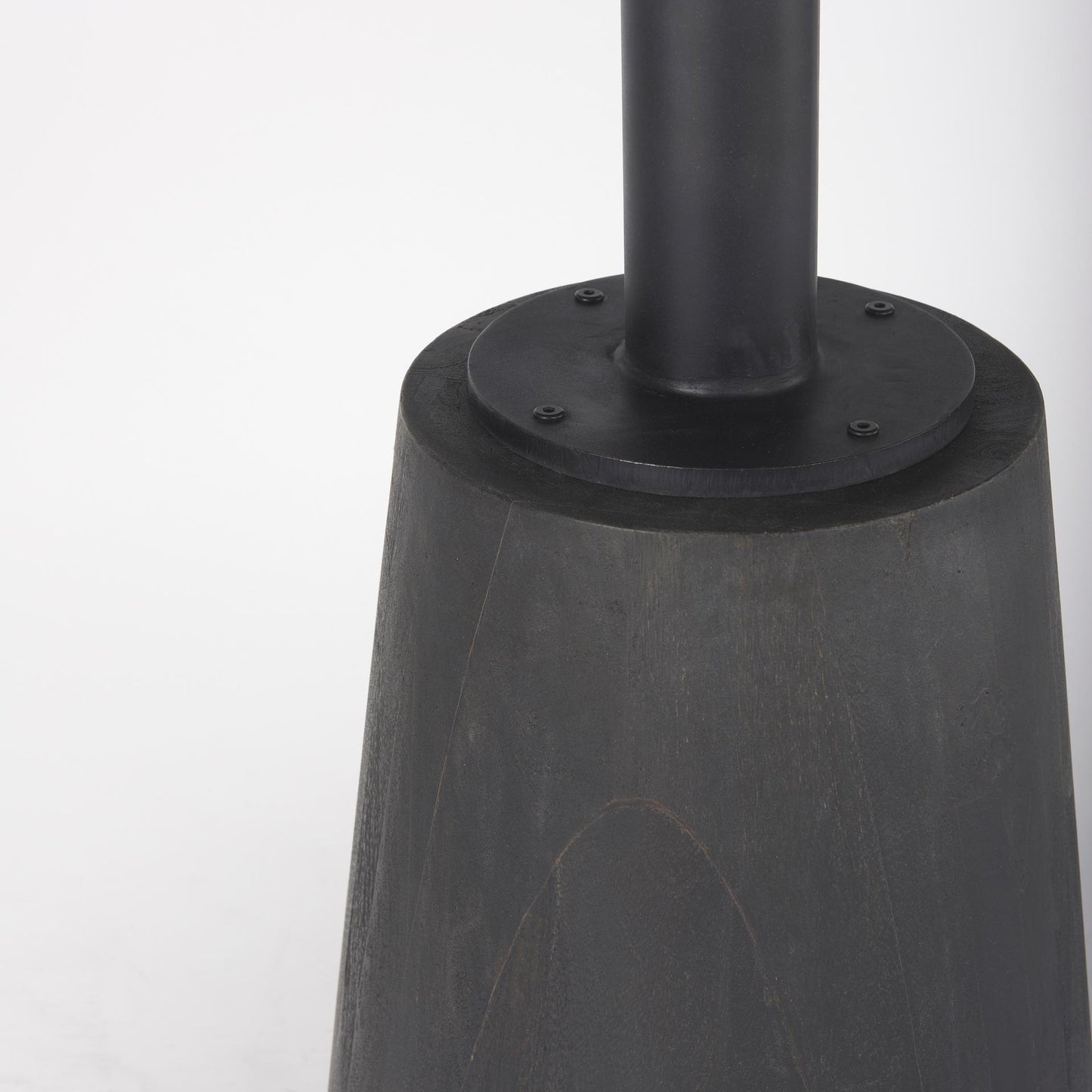 32" Round Black-Brown Wood Tabletop & Base w/ Black Metal Accent Pedestal Bistro Table
