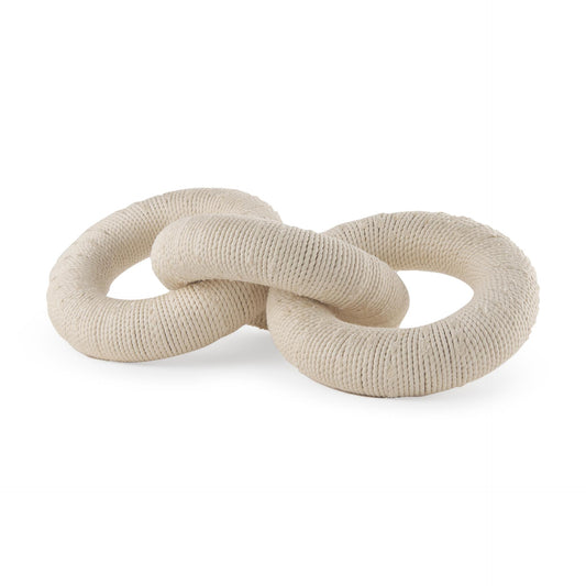 Alize Cotton Rope Wrapped Solid Wood Circular Chain Link Decorative Object