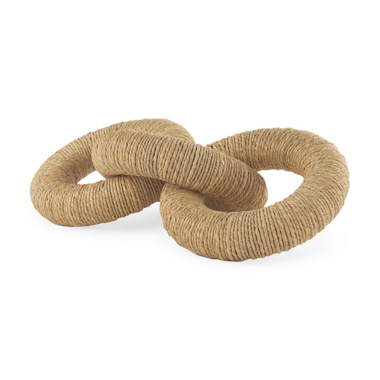 Alize Jute Wrapped Solid Wood Circular Chain Link Decorative Object