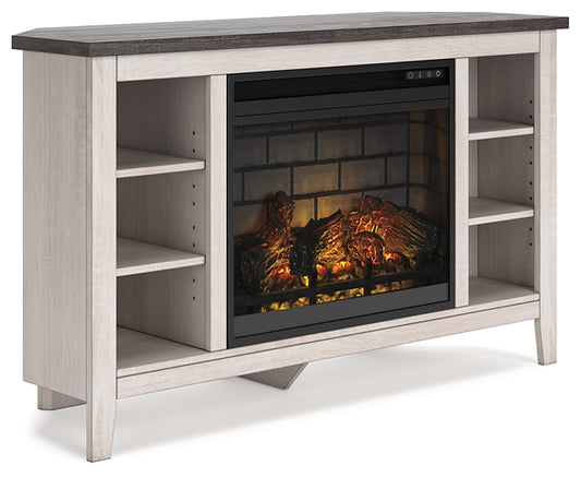 Ashley Express - Dorrinson Corner TV Stand with Electric Fireplace