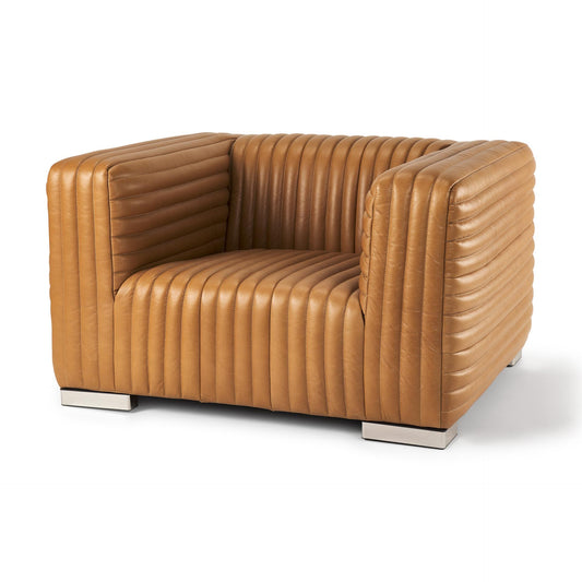 Ricciardo Cognac Leather Upholstered Arm Chair