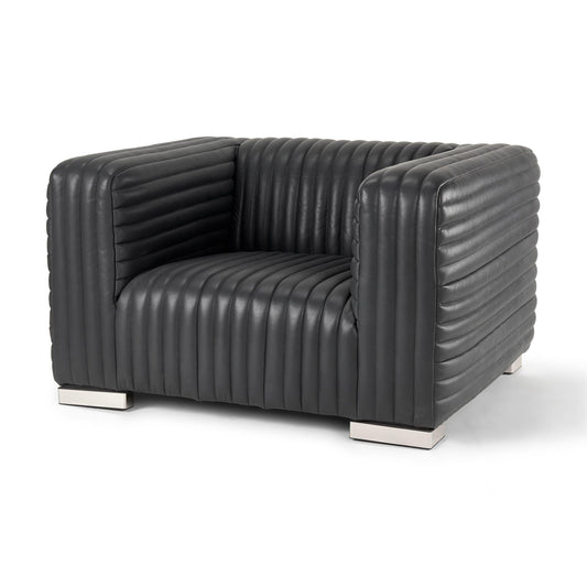 Ricciardo Black Leather Upholstered Arm Chair