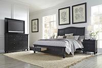 Oxford Non Storage Cal King Sleigh Bed (Rubbed Black)