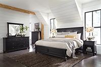 Oxford Non Storage Cal King Panel Bed (Rubbed Black)