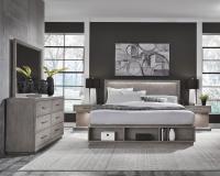 Platinum Storage Cal King Bookcase Bed (Gray Linen)