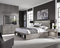 Platinum Storage Queen Bookcase Bed (Gray Linen)