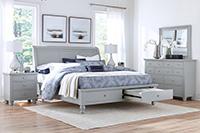 Cambridge Storage Cal King Sleigh Bed (Light Gray Paint)